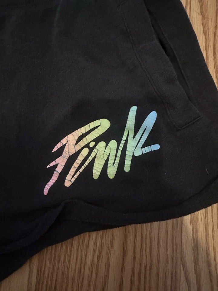 Victoria’s Secret Pink Vintage Black Rainbow Boyfriend Shorts L - Image 3 of 4