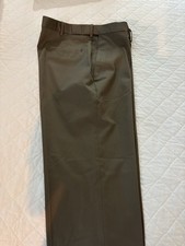 Men's Gray Solid Flat Front Dress Pants Slacks Button Closure Regular