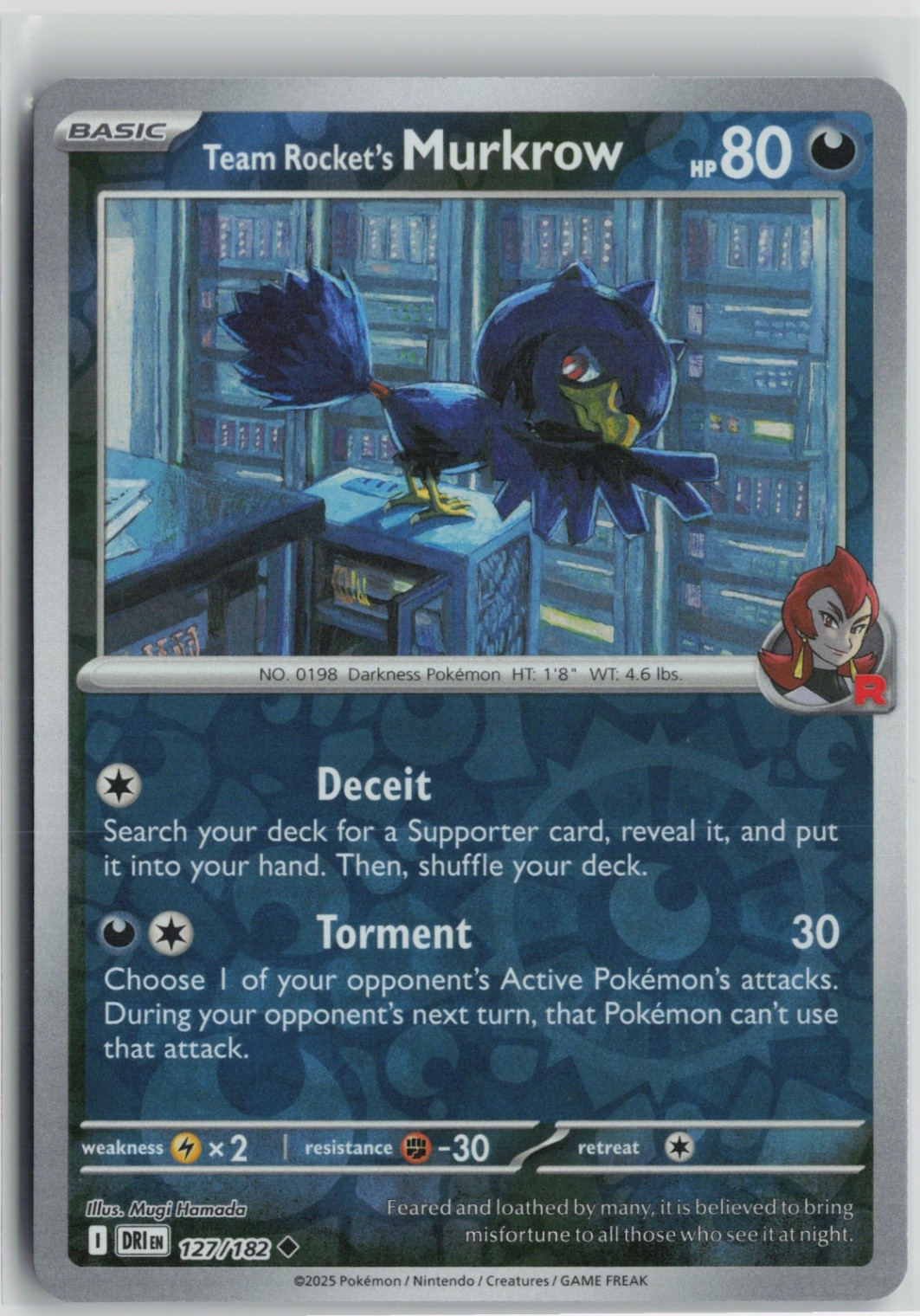Team Rocket's Murkrow - 127/182 Uncommon SV10: Destined Rivals NM Reverse Holo