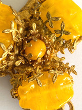 Miriam Haskell Brooch Costume Jewelry USA Old Amber