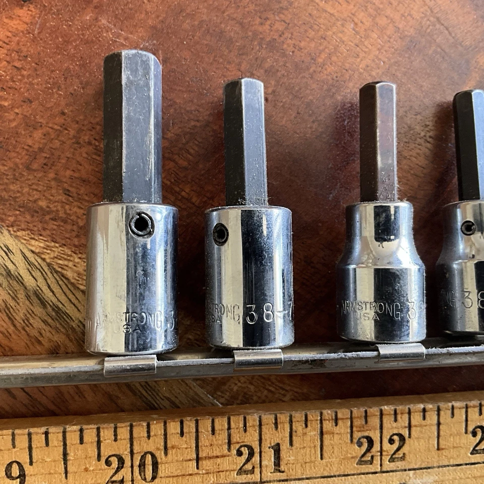 USA Armstrong 6 pc SAE 3/8" Drive Chrome Hex Bit Socket Driver Set 4mm to 10mm - Image 2 of 4