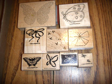 9 WOOD RUBBER STAMPS BUTTEFLYS STAMPIN-UP MAKERS