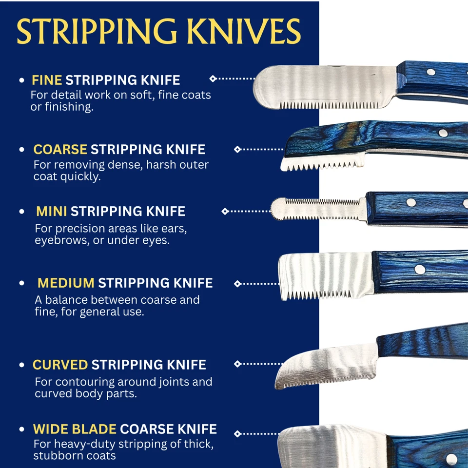 Kit de cuchillos de pelar profesionales (juego de 6 piezas) para perros y mascotas Foto 2 de 4