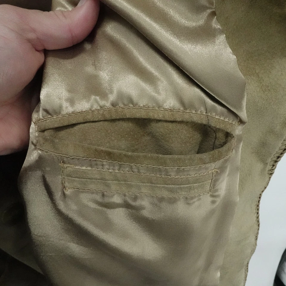 Jaqueta Scully Franja Masculina 48 Casaco de Camurça Marrom Couro Ocidental Cowboy Buckstitch - Imagem 4 de 4