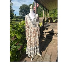 By Anthropologie Boho Floral V-Neck Long Sleeve Maxi Size 3X