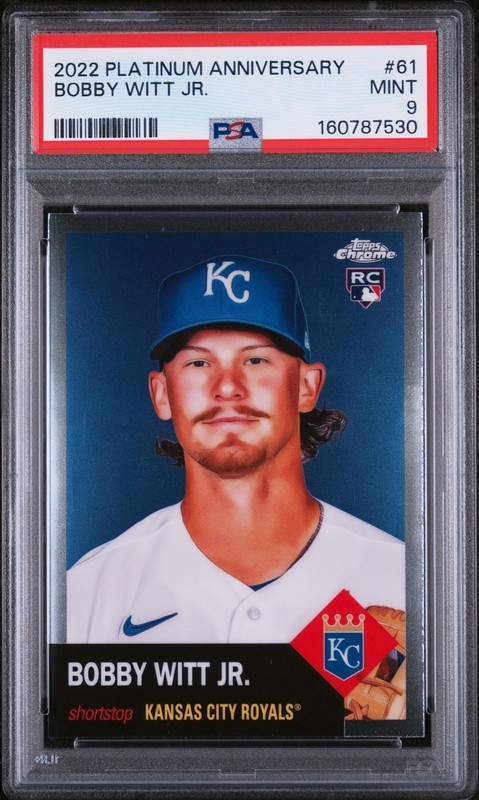2022 TOPPS CHROME PLATINUM ANNIVERSARY #61 BOBBY WITT JR. ROOKIE RC PSA 9
