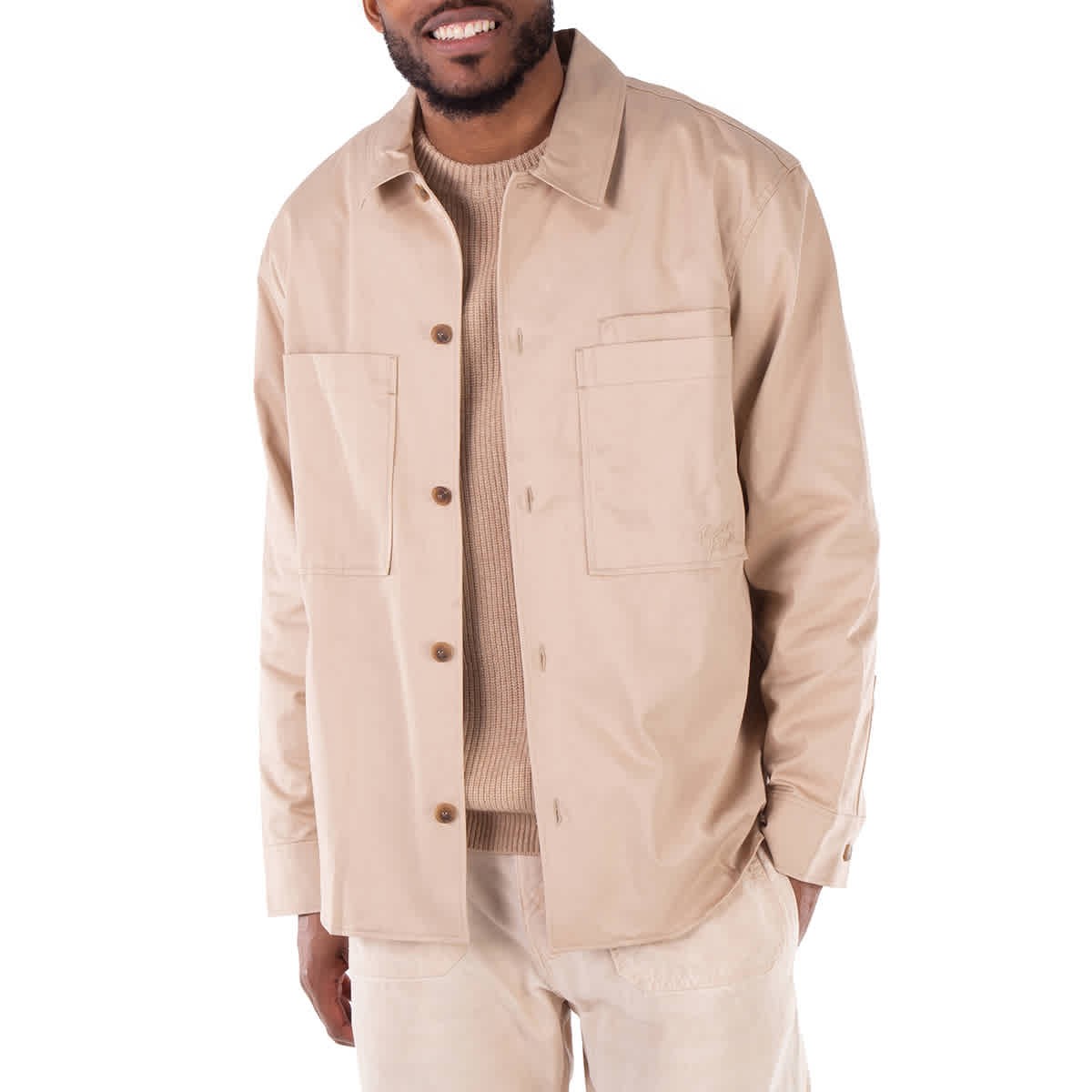 Верхняя рубашка из хлопчатобумажного габардина Maison Kitsune с длинным рукавом