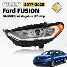 Halogen Headlight For 2017-2020 Ford Fusion w/ LED DRL&Bulbs Left Driver Side