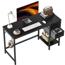 CubiCubi 40" Computer Desk, 2 Drawers, Small Home Office Writing Table, Black