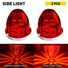 2x Red Flash Led Watermelon Lights For Truck Trailer Round Side Marker Lamps 12v
