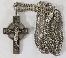 Orthodox Cross on a chain 50 cm. 925 silver. Weight 8.03 g Prayer in Old Russian