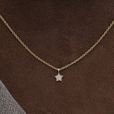 0.50 Ct Round EF VS Lab Grown Diamond Star Shape Necklace in 14K Yellow Gold