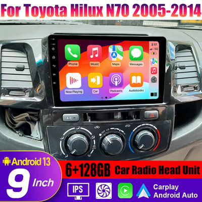 9'' Wireless Carplay Android Auto Head Unit Radio For Toyota Hilux N70 2005-2014