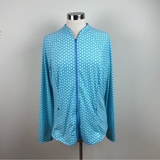 Sigrid Olsen Golf Tennis Blue White Floral Long Sleeve Full Zip Top Jacket