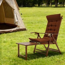 Bamboo Lounge Chair Folding Reclining Chair W/Adjustable Backrest Folding Chair