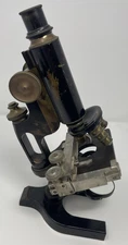 Antique Spencer Lens Co 3 objective Jug Handle Microscope with Micrometer Stage