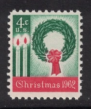 Scott 1205- Christmas Wreath and Candles- MNH 4c 1962- unused mint stamp