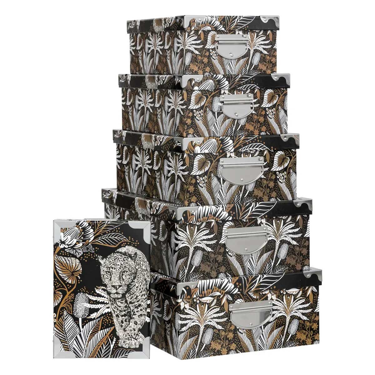 Boîtes Déco Panthères 48cm au design multicolore exclusif en coffret de 6
