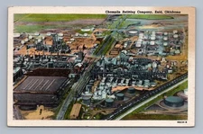 Vintage Oklahoma Postcard ENID Champlin Refining Company Refinery 1930s