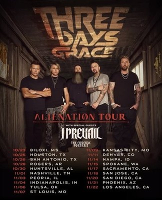 Three Days Grace Alienation Tour 2026 Concert Poster