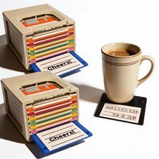 Floppy Click,The Retro-Tech Coaster Holder, Retro Floppy Disk Coaster Holder