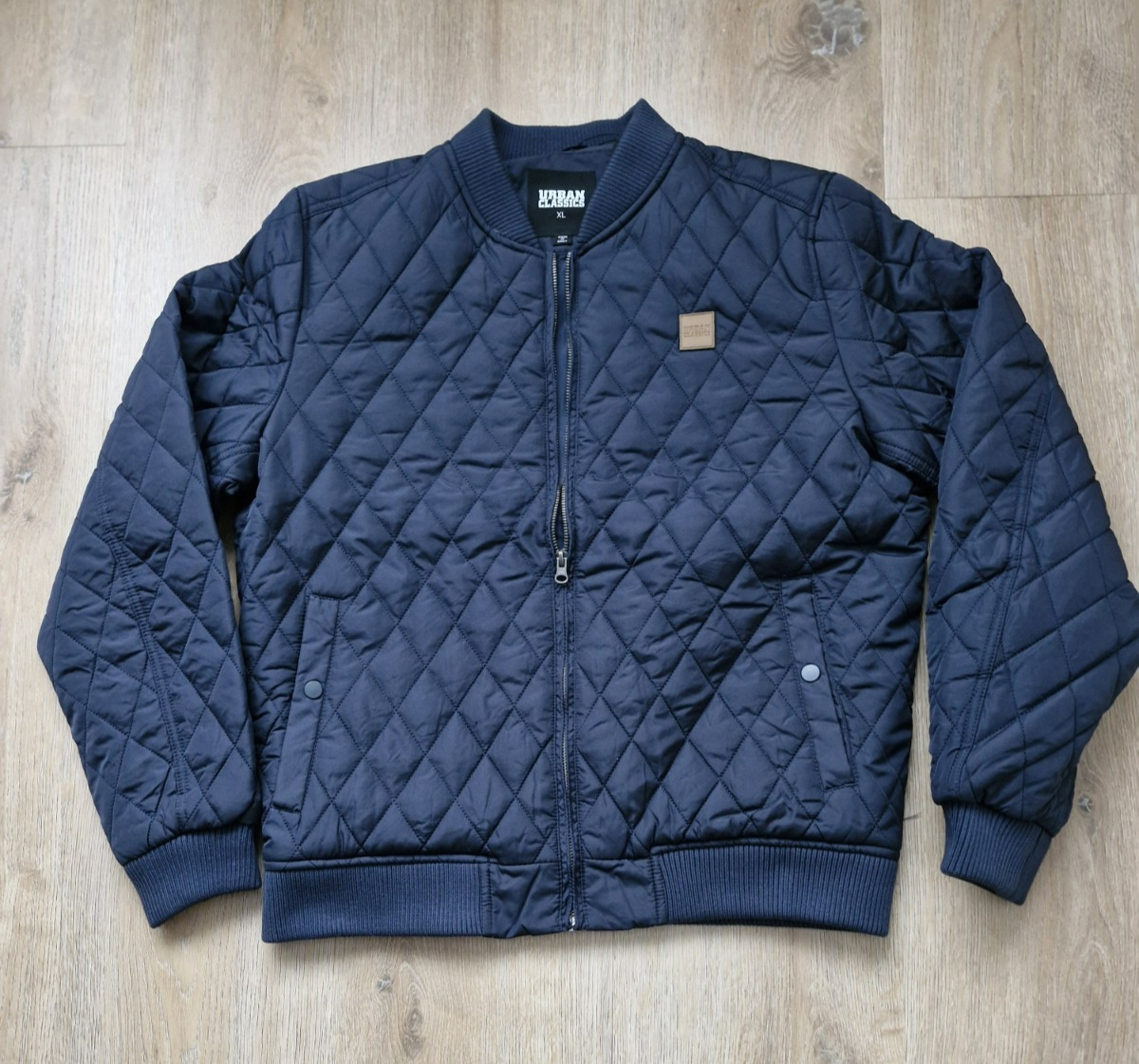 Urban Classics Bomber Jacket Varsity Diamond Quilt Light Weight Navy XL