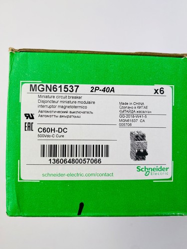 Schneider Electric MGN61537 Multi9 C60H-DC 2P-40A C-Curve 500V DC MCB BOX 6ps - Bild 2 von 11