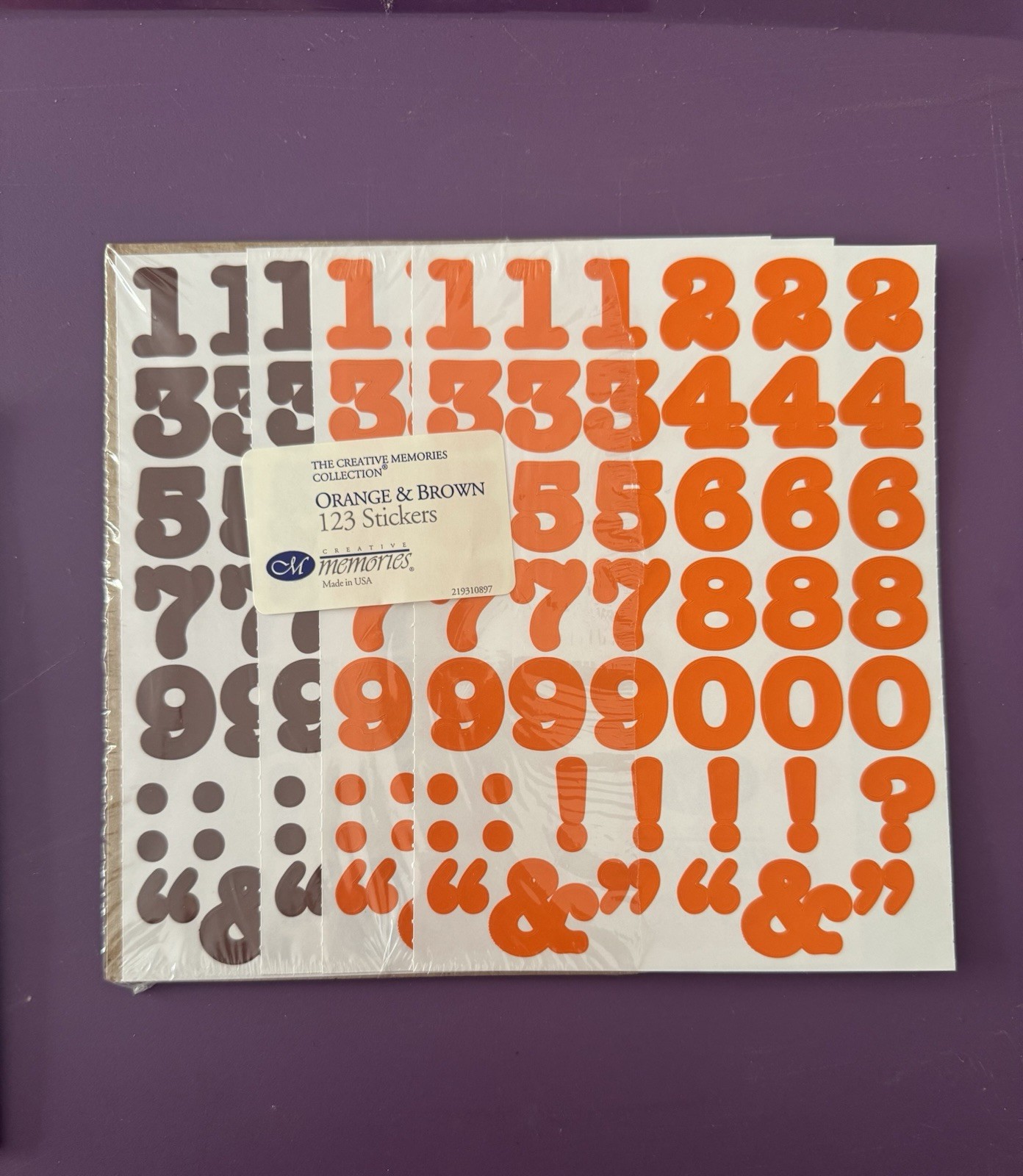 Creative Memories Number 123 Stickers Jewel Tone / Orange And Brown Packs
