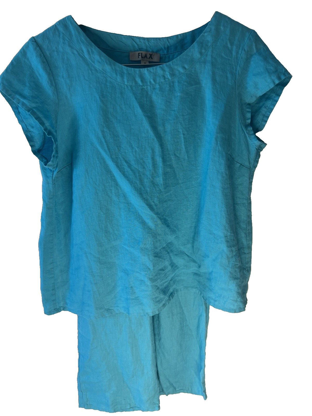 Flax 2 Piece Linen Set Outfit Top Pants Women S Blue Lagenlook Classy Capsule