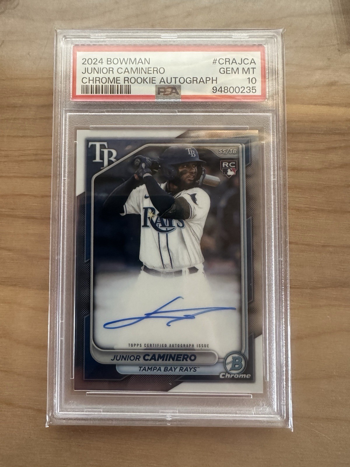 Junior Caminero 2024 Bowman Chrome CRA-JCA RC Rookie Auto Autograph PSA 10