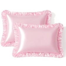 SiinvdaBZX Ruffled Standard Satin Pillowcase Set of 2, Blush Pink