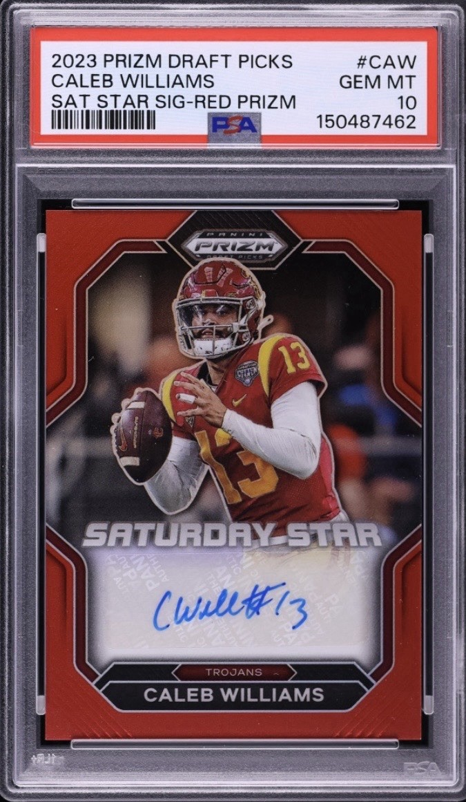 2023 Caleb Williams ROOKIE AUTO /25 PSA 10 Prizm Draft Picks Saturday Star Red