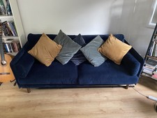 Made.com 3 seater navy velvet sofa