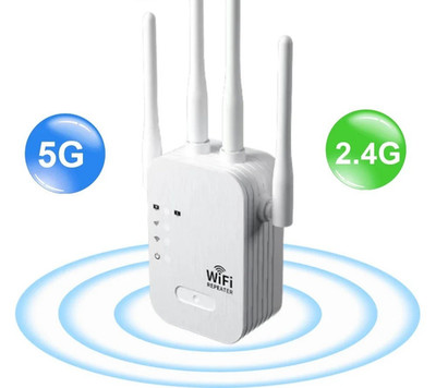 300Mbps WiFi Repeater Booster Dual Band 2.4G 5G Wireless Range Extender