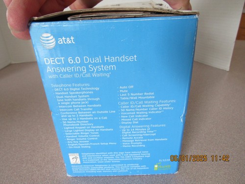 EL52209 AT&T Dual Handset Answering System - Zdjęcie 4 z 6