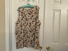 Denim  Co. Printed/Solid Jersey Swing Tank Top Green Leaves 2X A398744