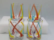 Pfaltzgraff Equator Pattern Rocks Juice Tumbler 10 oz Glass Set Of 4