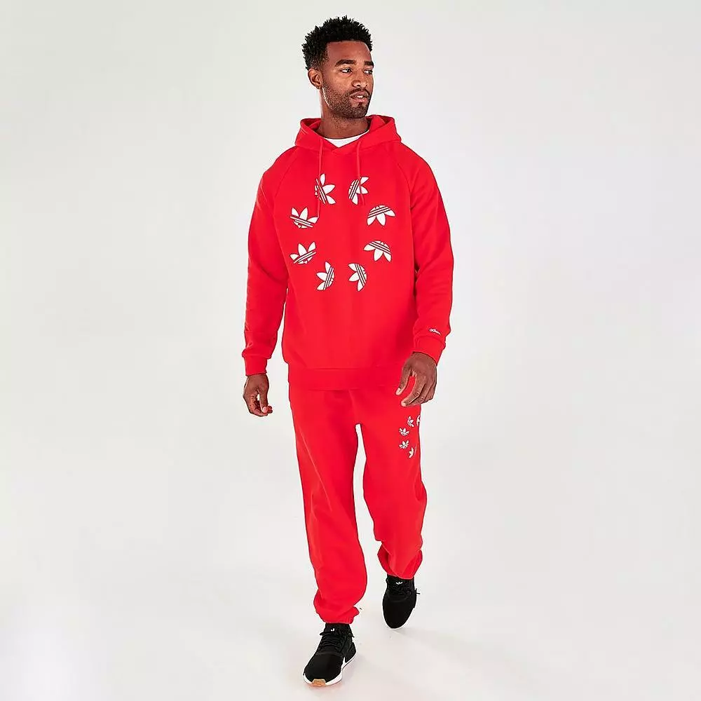 Adidas Shattered Trefoil Tracksuit 2 Piece Set Hoodie Joggers Red Size MEDIUM