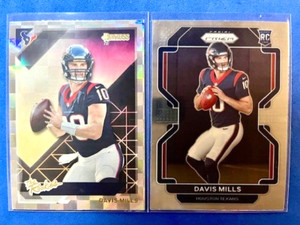 Davis Mills 2021 Panini Donruss The Rookies RC & 2021 Panini Prizm RC - Texans