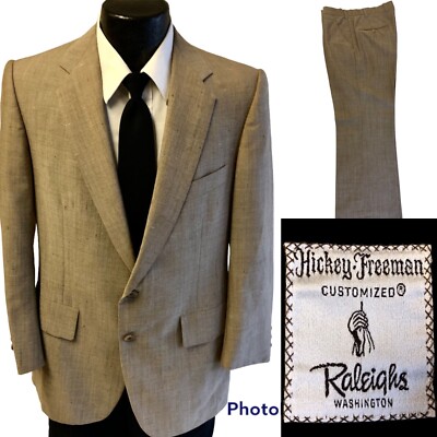 2 Pc Vtg 50s Hickey Freeman BESPOKE HOLLYWOOD ATOMIC Fleck ROCKABILLY Wool Suit