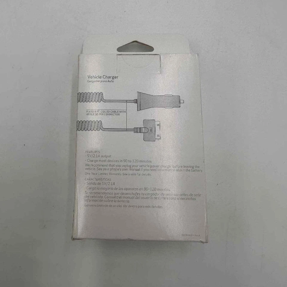 Cargador de vehículo VERIZON con cable enrollado fijo de 9 pies para iPod iPhone iPad Nuevo en caja Foto 2 de 4