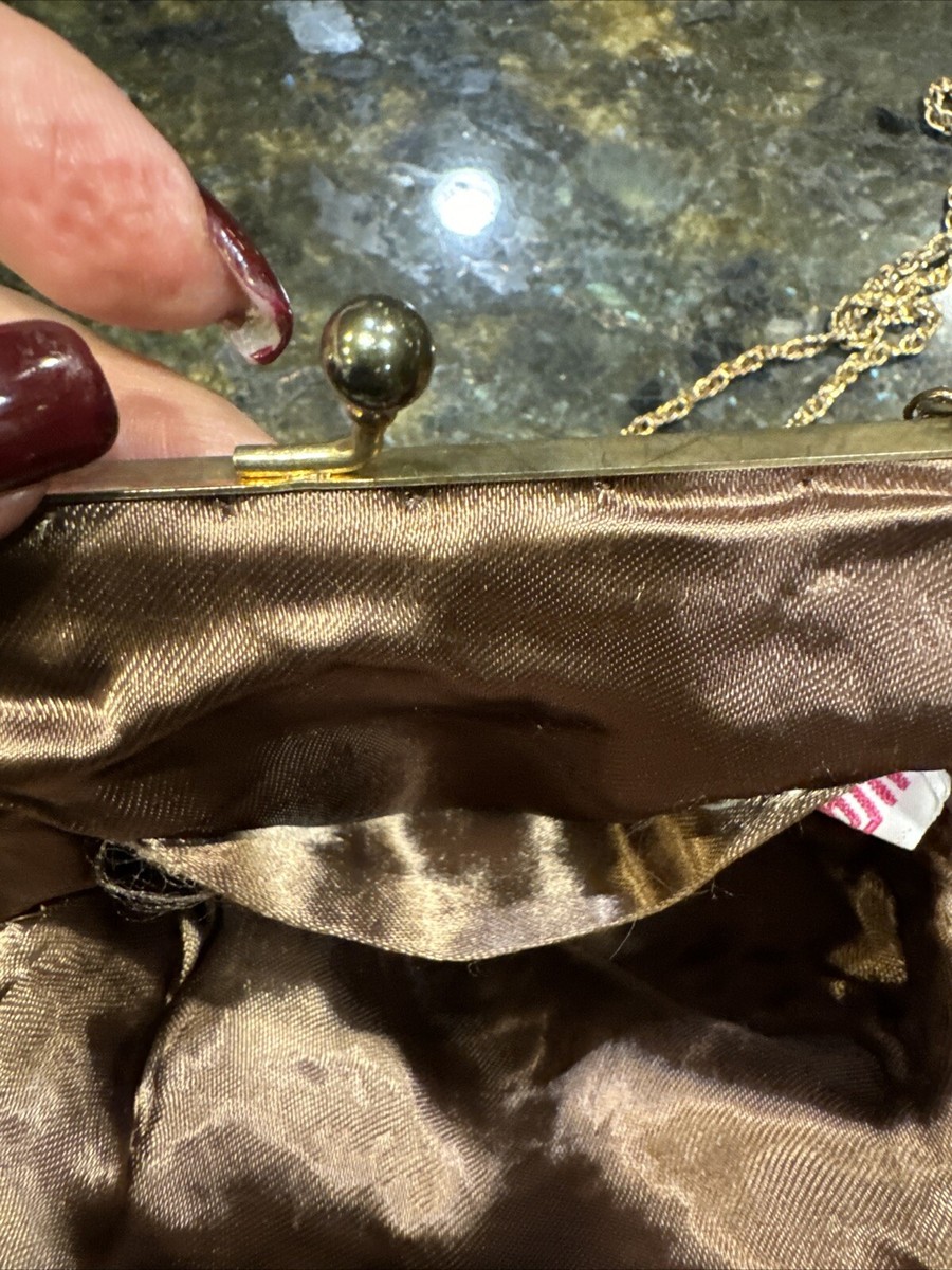 Walborg 1950's Vintage Beaded Purse Evening Bag Bronze Shell Shape