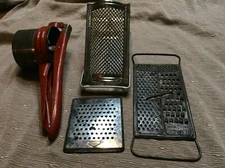 Vtg Potato Masher Ricer Cheese Grater Shredder Brevettata All In One Lot Of 4