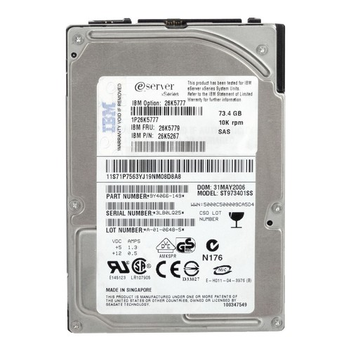 Hard Drive IBM 26K5779 26K5267 ST973401SS 73GB 10K 8MB SAS 2.5'' - Picture 3 of 3