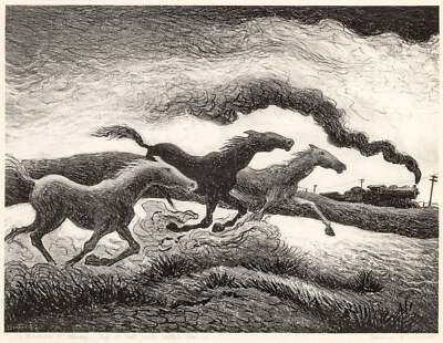 Running Horses By Thomas Hart Benton Quality Print - Frame Me
