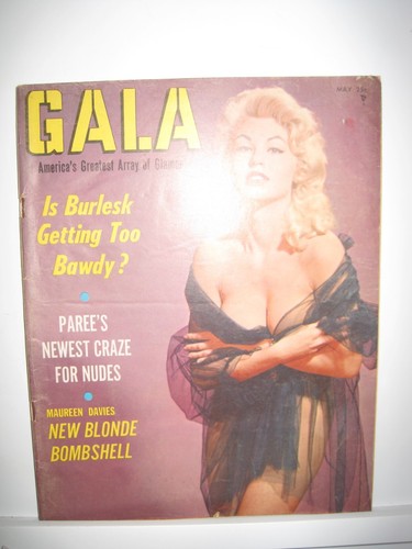 Vintage Gala Men's Magazine May 1957 Vol 8 #1 NM Bettie Page Add, Lili St Cyr