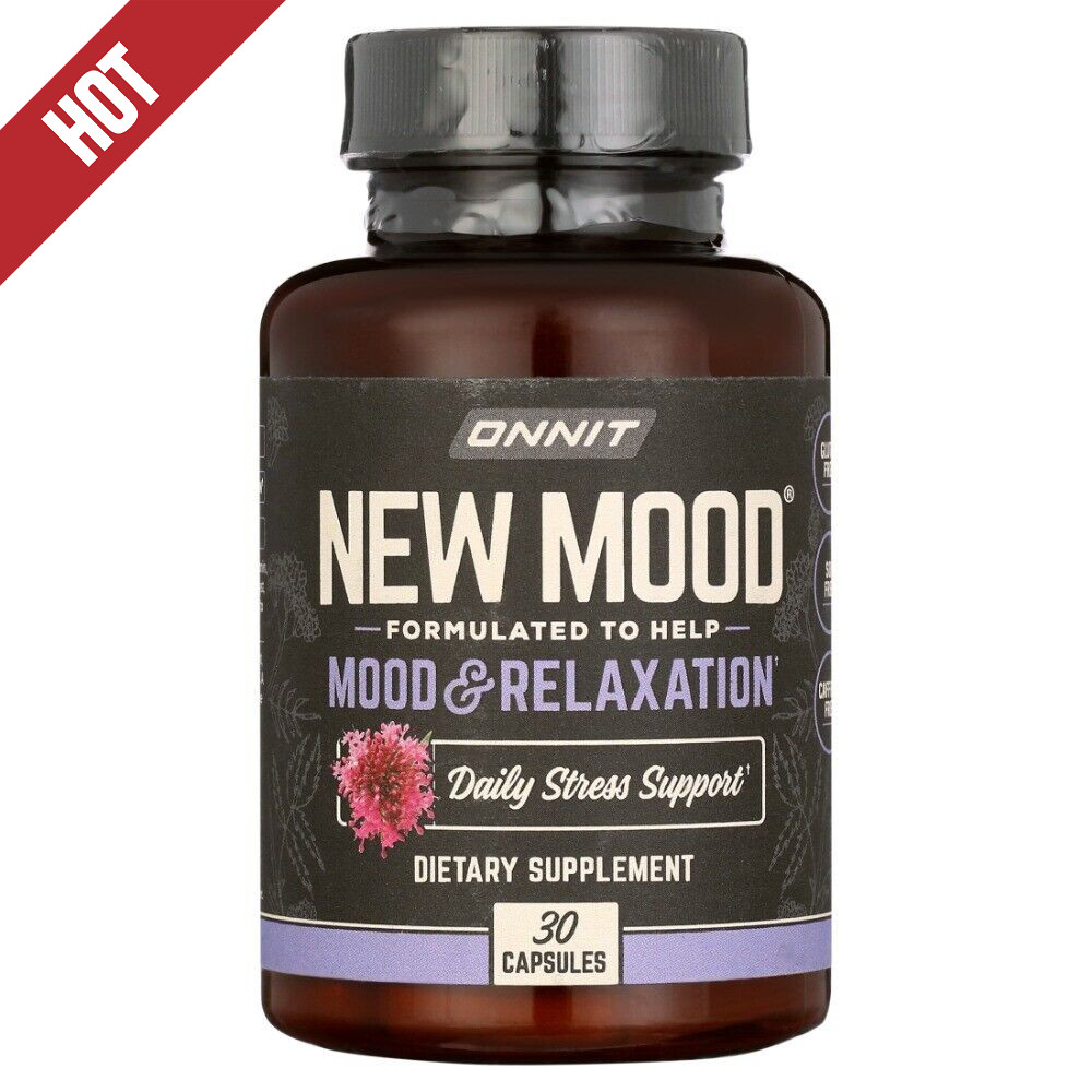 ONNIT New Mood - Alivio del Estrés Ocasional, Soporte para Sueño y Estado de ánimo 30 Cápsulas