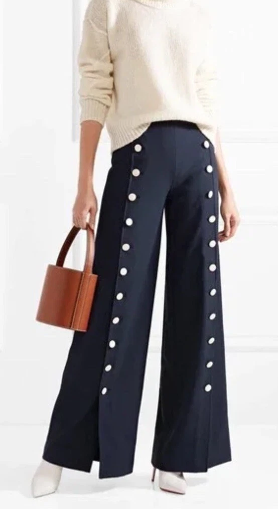 Pantaloni a gamba larga Tory Burch Carrie impreziositi da bottoni 14 nuovi con etichetta