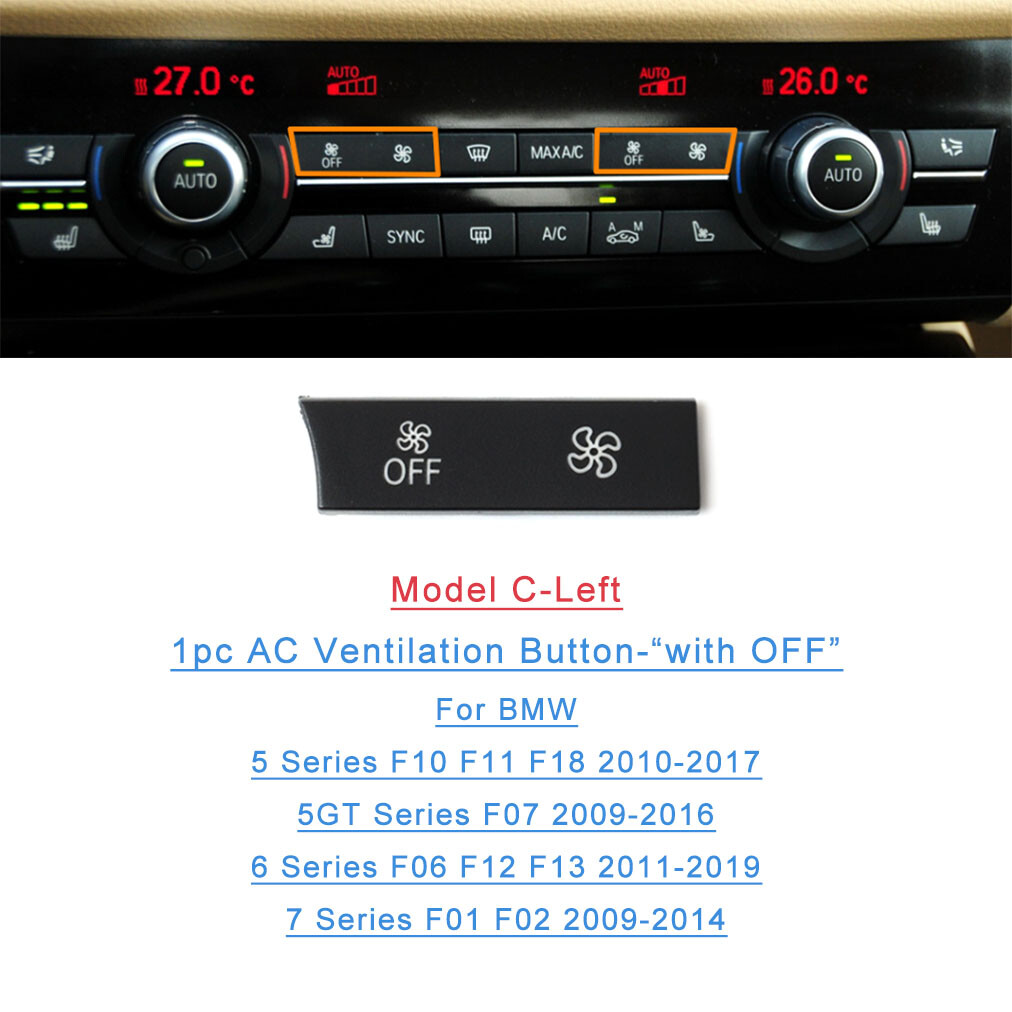 For BMW 5/5GT/6/7 Series Front Left AC Ventilation Switch Key Button Cover(C)
