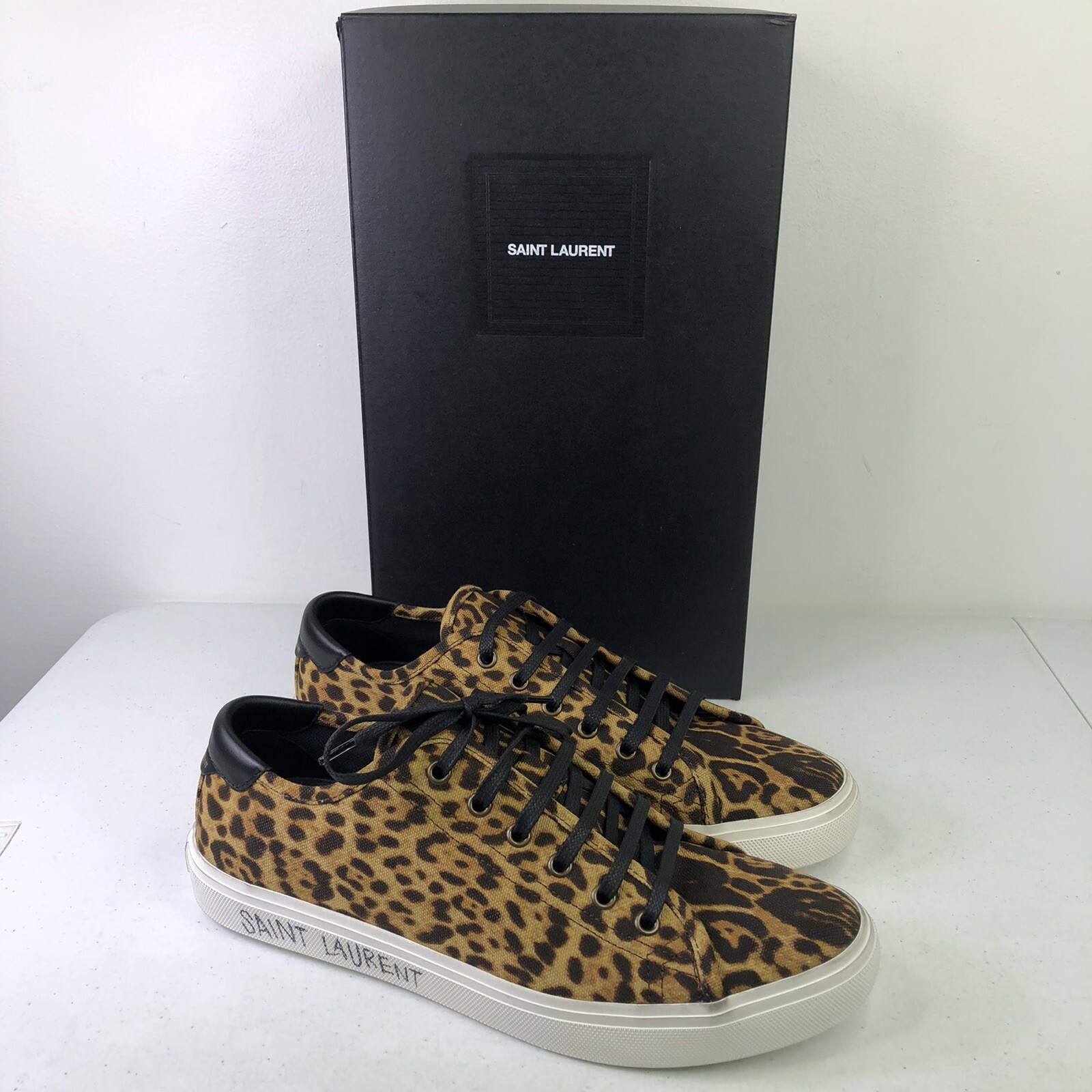 Scarpe da ginnastica basse Saint Laurent da uomo Malibu leopard taglia 8 $525